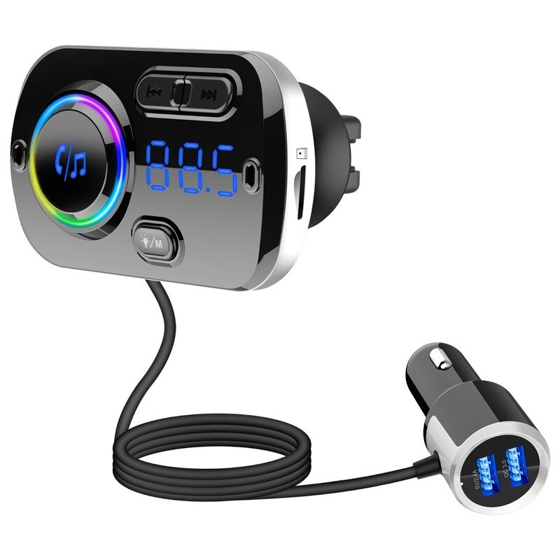 Colorful Atmosphere Lamp Intelligent Fast Charging Bluetooth Car Mp3 Player Automotive Electronic Card Mp3 Car Bluetooth Receiver Mp3 BC49BQ 12-24 (V)