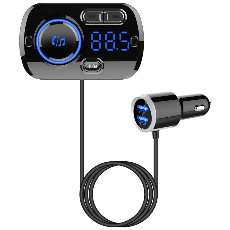 Colorful Atmosphere Lamp Intelligent Fast Charging Bluetooth Car Mp3 Player Automotive Electronic Card Mp3 Car Bluetooth Receiver Mp3 BC49BQ 12-24 (V)