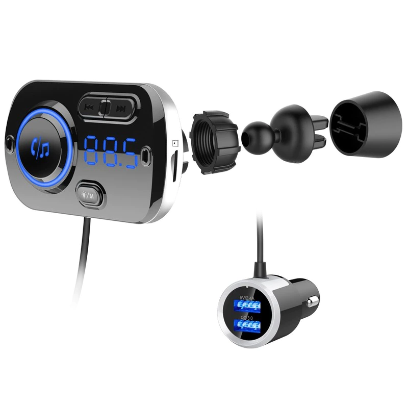 Colorful Atmosphere Lamp Intelligent Fast Charging Bluetooth Car Mp3 Player Automotive Electronic Card Mp3 Car Bluetooth Receiver Mp3 BC49BQ 12-24 (V)