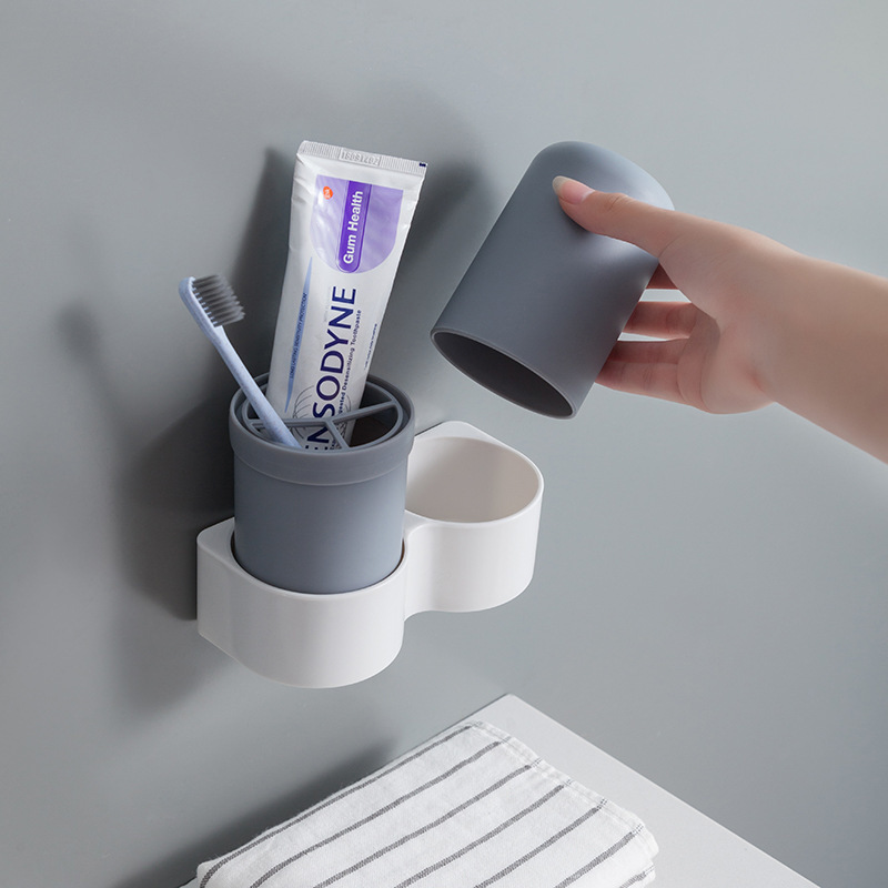 Wall-mount Toothbrush Holder Tooth Cup Toothpaste Toothbrush Rack Bathroom Accessories Mouthwash Cup Set for Couples