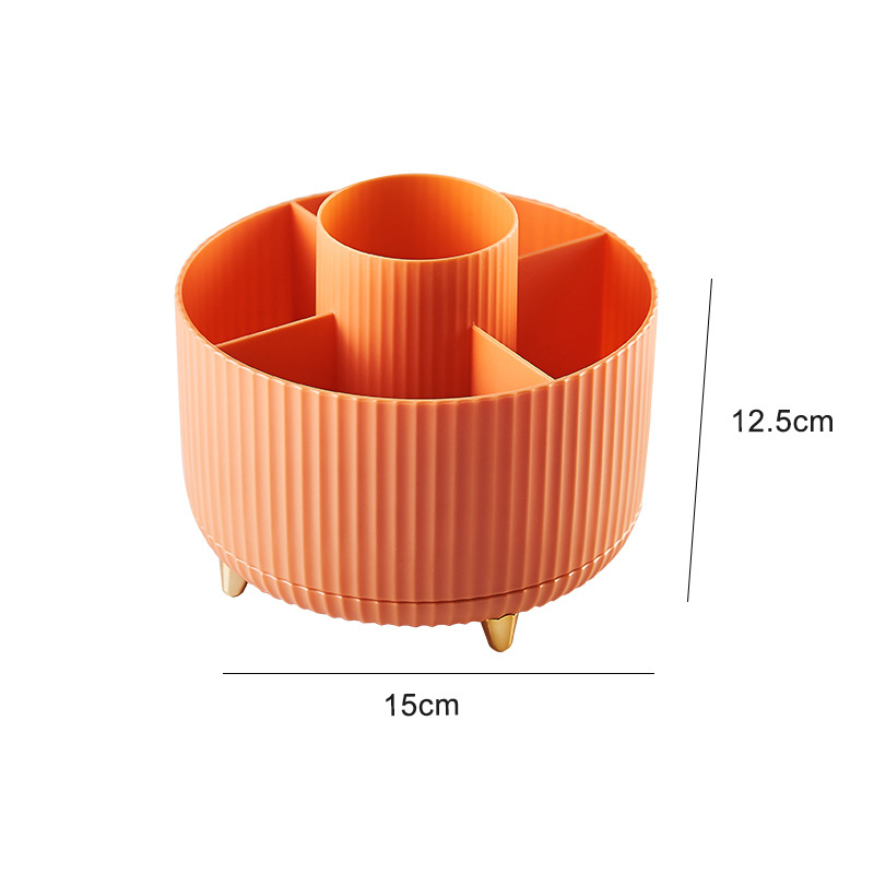 360° Rotating Pen Holder Lipstick Eyebrow Pencil Makeup Brush Holder Cosmetic Storage Box Compartment Desktop Organizer