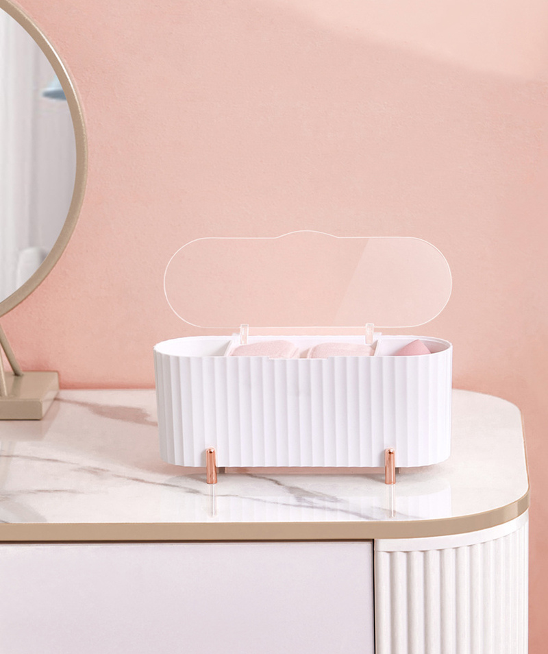 Desktop Cosmetics Storage Box Dust-proof Makeup Organizer For Cotton Pads Swabs Beauty Egg Holder Bathroom Jewelry Organizer Box