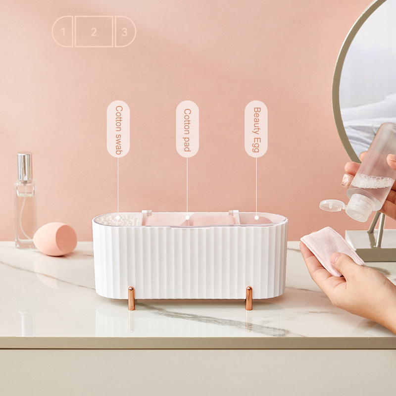 Desktop Cosmetics Storage Box Dust-proof Makeup Organizer For Cotton Pads Swabs Beauty Egg Holder Bathroom Jewelry Organizer Box