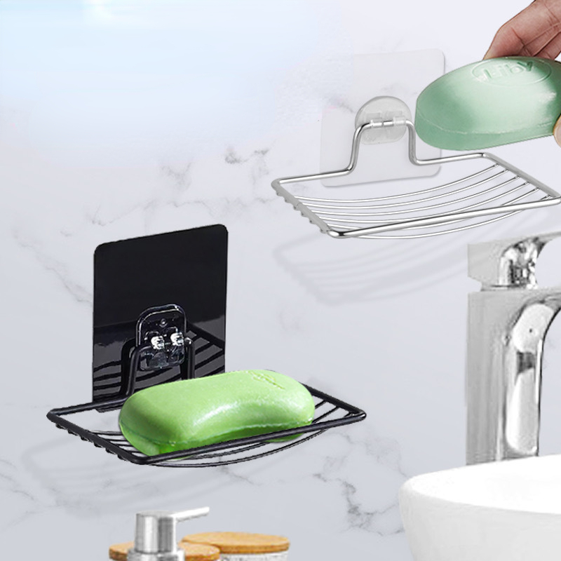 Wall Mounted Soap Dishes Box Bathroom Shower Soap Holder Toiletries Organizer Kitchen Storage Rack Bathroom Supplies For Bath