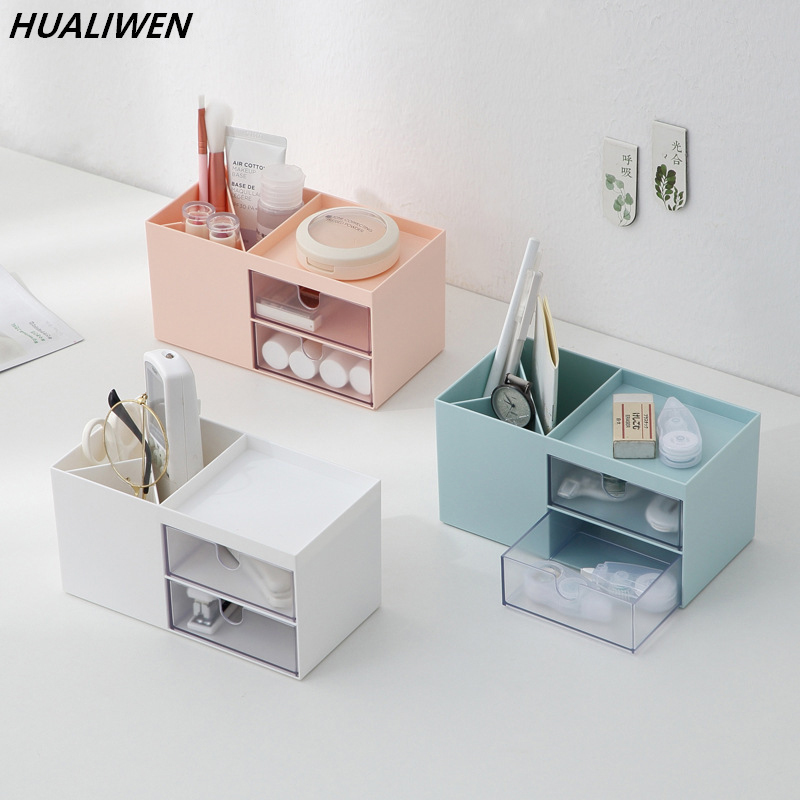 Desktop Drawer Type Storage Box Cosmetic Brush Plastic Makeup Jewelry Storage Box Organizer Drawer Stationery Rack