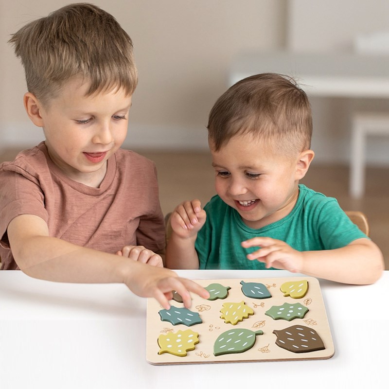 Children Montessori Nordic Style Puzzle Toys Wooden Set Leaf Stacking Blocks Drawing Board Games Educational Cognition Toys Gift