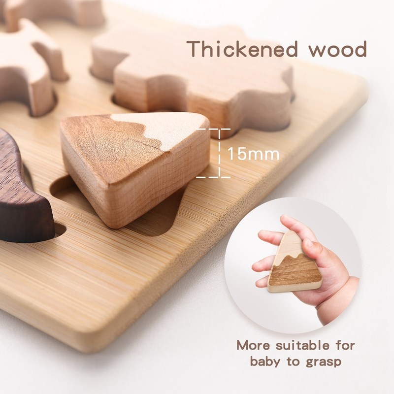 1Set Montessori Wooden Puzzle Toy 3D Dinosaur Stacking Blocks Geometric Baby Educational Toys Cognitive Ability Learning For Kid