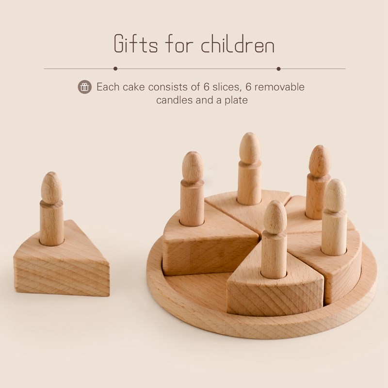 Montessori Baby Wooden Cake Toys for Children Play House Set Wooden Blocks toys for Children Birthday Gifts for Kids Block Toys