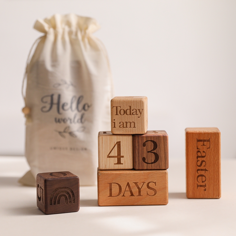 Baby Milestones 6PC Set Wooden Box Multicolor Baby Photography Background Accessories Children Growth Memorial