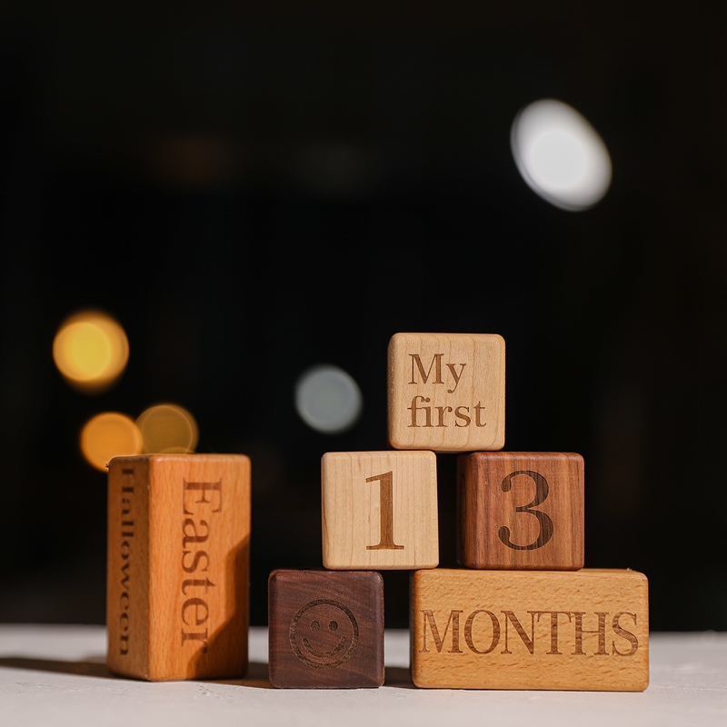 Baby Milestones 6PC Set Wooden Box Multicolor Baby Photography Background Accessories Children Growth Memorial