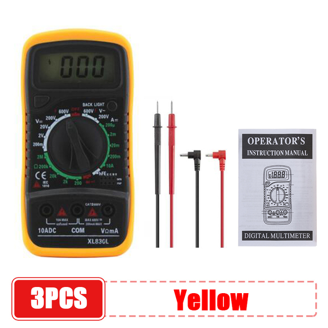 XL830L Handheld Digital Multimeter LCD Backlight Portable AC/DC Ammeter Voltmeter Ohm Voltage Tester Meter Multimetro