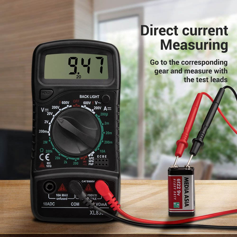 XL830L Handheld Digital Multimeter LCD Backlight Portable AC/DC Ammeter Voltmeter Ohm Voltage Tester Meter Multimetro