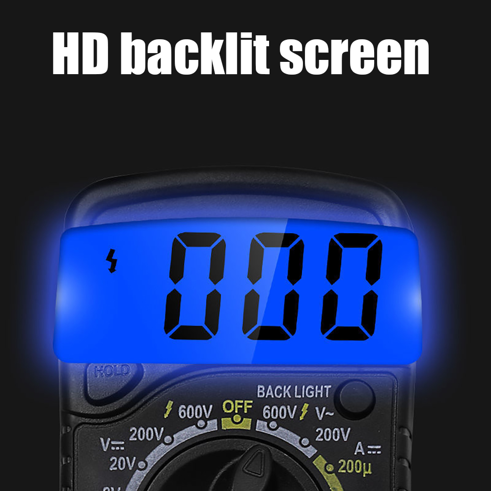 XL830L Handheld Digital Multimeter LCD Backlight Portable AC/DC Ammeter Voltmeter Ohm Voltage Tester Meter Multimetro
