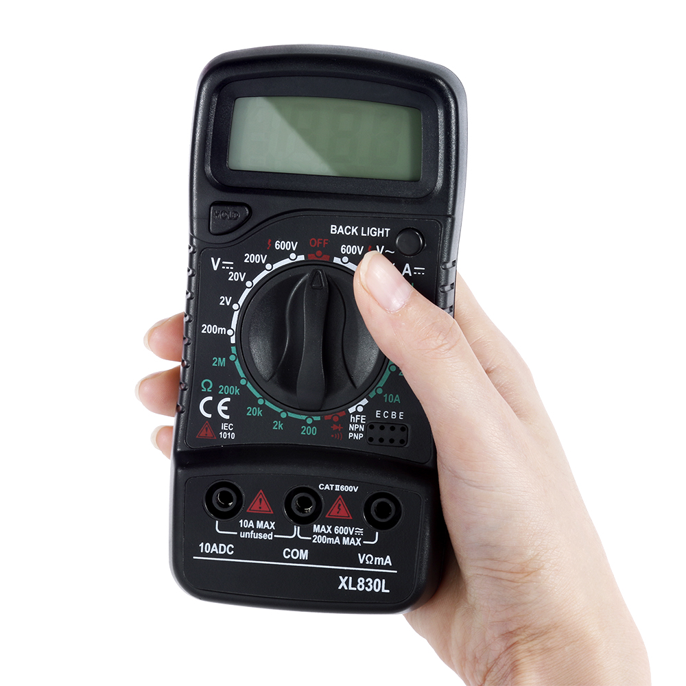 XL830L Handheld Digital Multimeter LCD Backlight Portable AC/DC Ammeter Voltmeter Ohm Voltage Tester Meter Multimetro