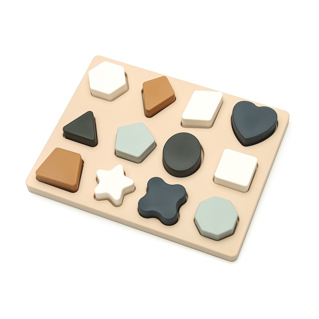 Kids Silicone 3D Colorful Number Puzzle Board Baby 0-9 Digital Geometric Montessori Early Learning Educational Toys For Toddler