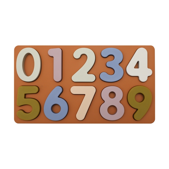 Kids Silicone 3D Colorful Number Puzzle Board Baby 0-9 Digital Geometric Montessori Early Learning Educational Toys For Toddler