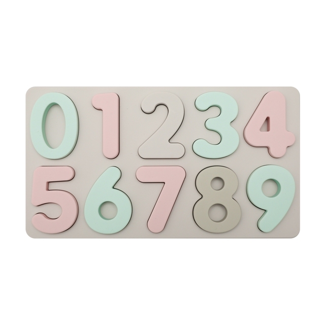 Kids Silicone 3D Colorful Number Puzzle Board Baby 0-9 Digital Geometric Montessori Early Learning Educational Toys For Toddler