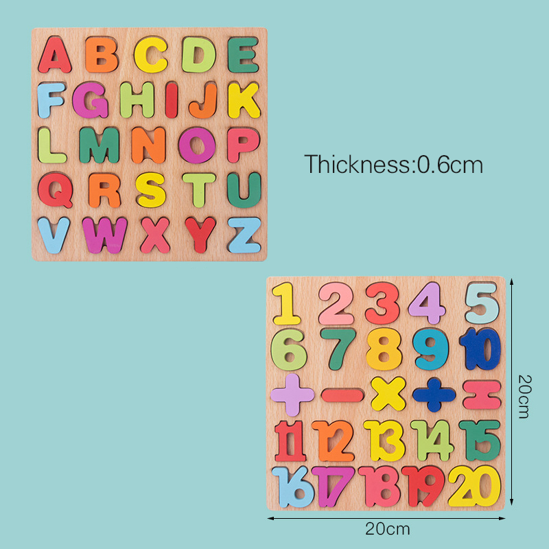 Kids Early EducationToys Matching Board Games Wooden English Alphabet Number 3D Puzzle Cognitive Toy for Children Birthday Gift