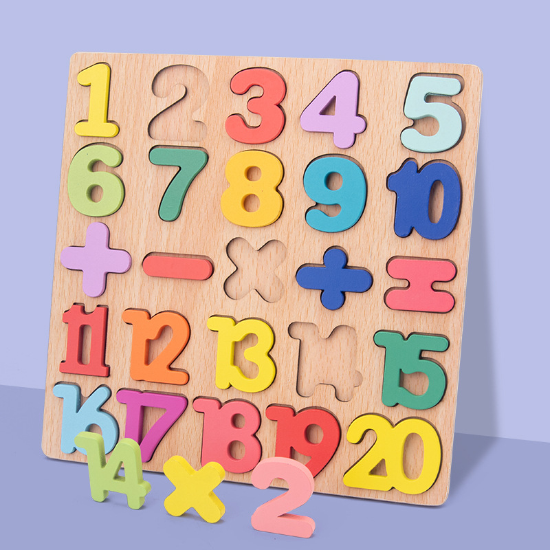 Kids Early EducationToys Matching Board Games Wooden English Alphabet Number 3D Puzzle Cognitive Toy for Children Birthday Gift