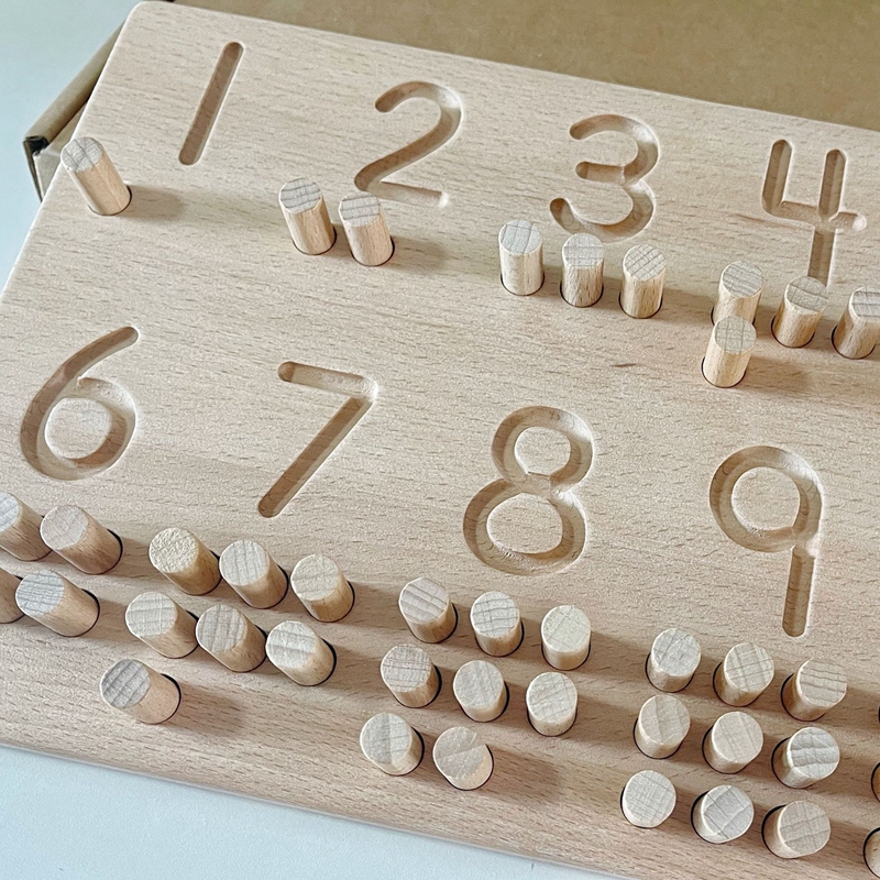 Wooden Number Puzzle Sorting Montessori Toys Toddlers 1-10 Digit Tracing Board Logarithmic Practicing Board Counting Math Toys