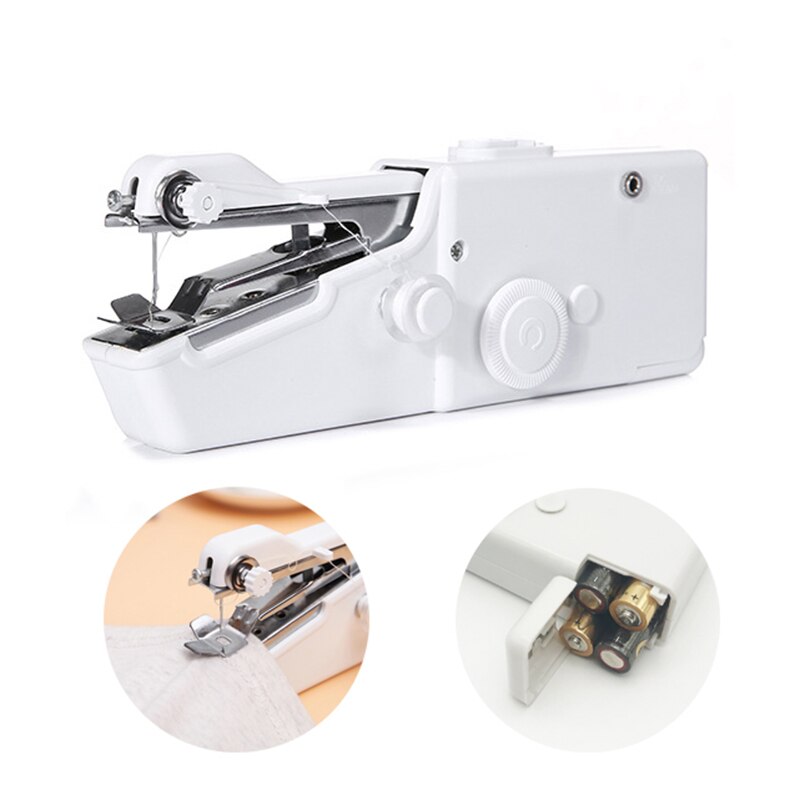 Electric Sewing Machine maquina Portable de coser Quick Handy Stitch Sew Needlework Cordless Clothes Fabrics Household Portable Mini White