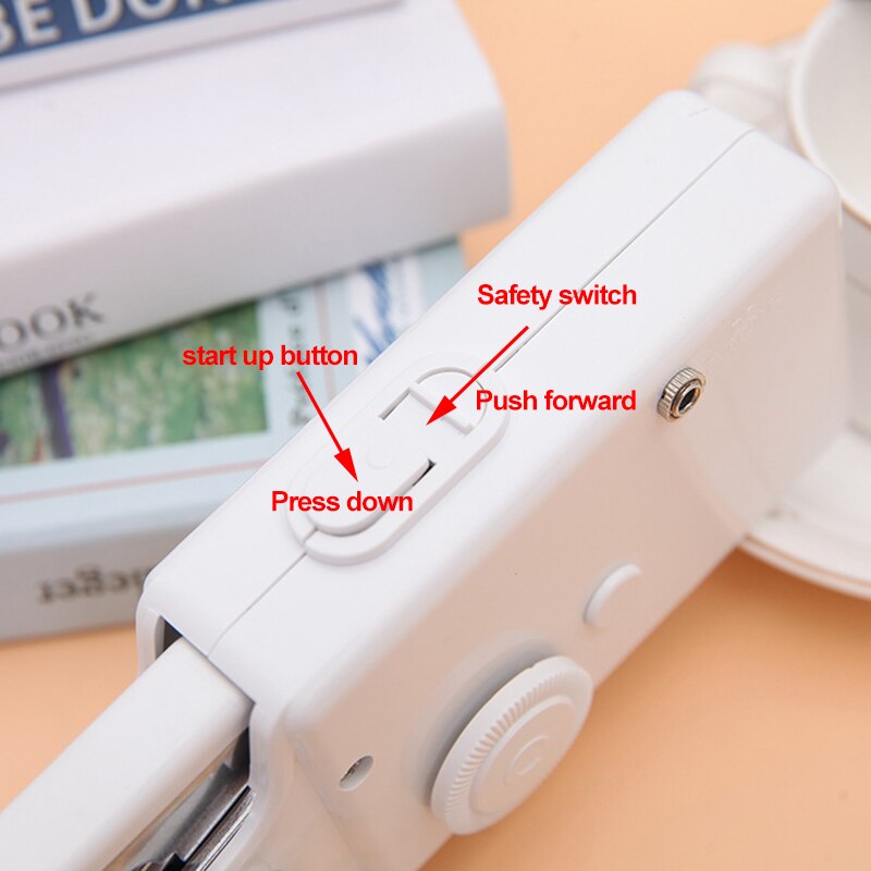 Electric Sewing Machine maquina Portable de coser Quick Handy Stitch Sew Needlework Cordless Clothes Fabrics Household Portable Mini White