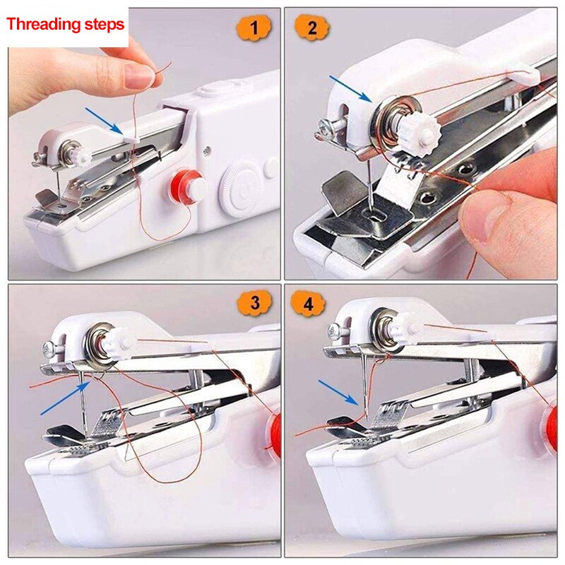 Electric Sewing Machine maquina Portable de coser Quick Handy Stitch Sew Needlework Cordless Clothes Fabrics Household Portable Mini White