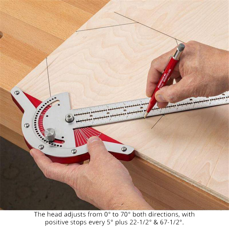 20in T-Type Woodworkers Edge Rule Protractor Woodworking Ruler Angle Measure Stainless Steel Carpentry Layout Carpenter Tools