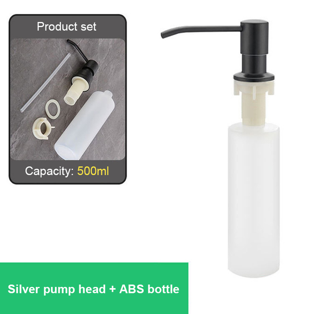 Kitchen Sink Soap Dispenser Pump 300/450ML Liquid Soap Bottle Stainless Steel Head Hand Press Dispenser With Tube Hose Kit