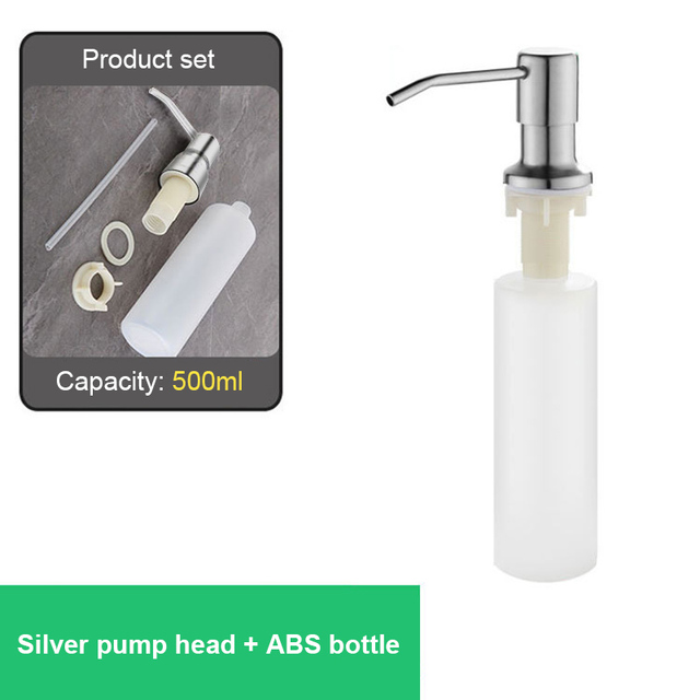 Kitchen Sink Soap Dispenser Pump 300/450ML Liquid Soap Bottle Stainless Steel Head Hand Press Dispenser With Tube Hose Kit