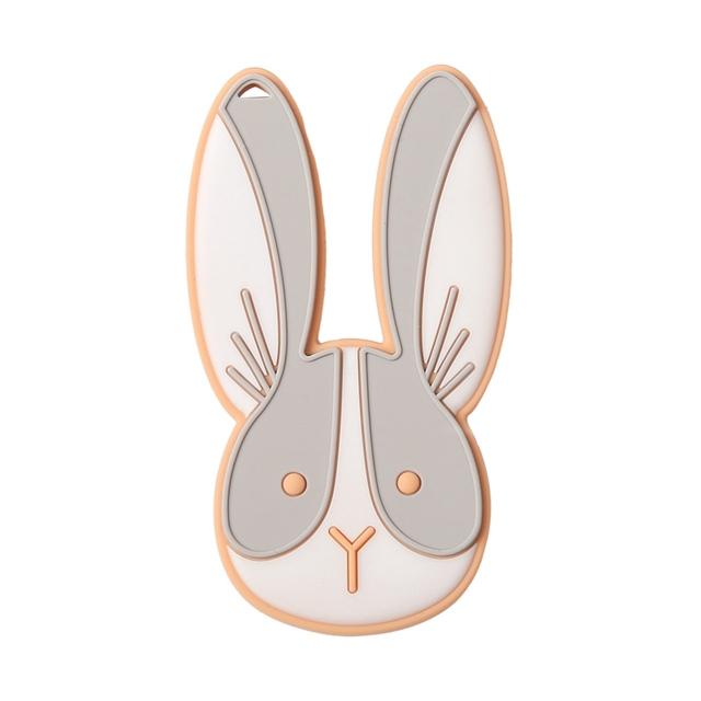 1PC Baby Bunny Teether Silicone Pendant Cartoon Exercise Bite Force Babies Rabbit Food Grade Teether Rattle Accessories Gifts