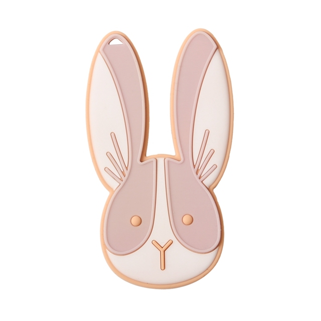 1PC Baby Bunny Teether Silicone Pendant Cartoon Exercise Bite Force Babies Rabbit Food Grade Teether Rattle Accessories Gifts