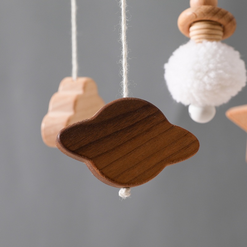 Baby Wooden Star Moon Bed Bell Rattle Toys Newborn Accessories Crib Mobile Rattle Bed Bell Decoration 0-12 Month Baby Toys Gift