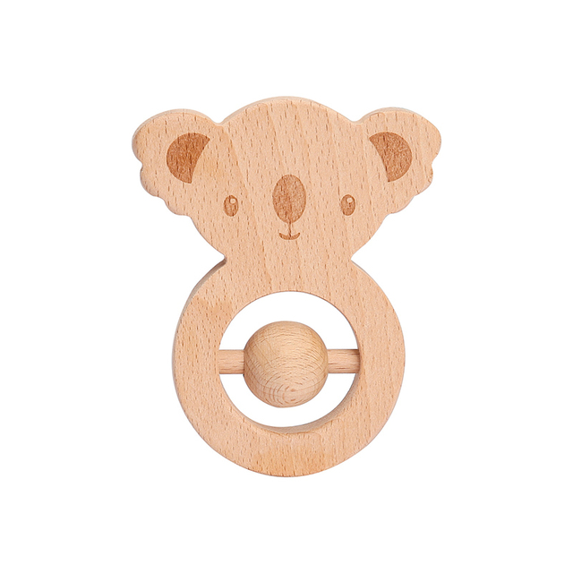 1 PCS Baby Toys Wooden Rattle Teether Beech Play Gym Montessori Stroller Roden Handbells Newborn Baby Bed Bell Educational Toys