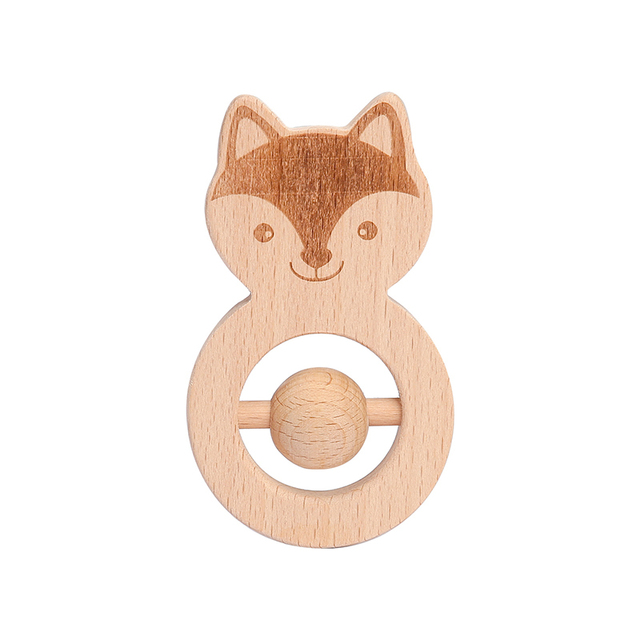 1 PCS Baby Toys Wooden Rattle Teether Beech Play Gym Montessori Stroller Roden Handbells Newborn Baby Bed Bell Educational Toys