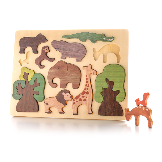 Wooden Educational 3D Puzzle for Children Cartoon Animal Jigsaw Cognition Shapes Block Puzzles Montessori Baby Toys Tangram Gift