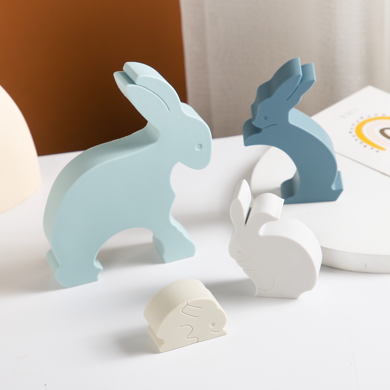 1Set Baby Stack Building Blocks Toys Silicone 3D Cartoon Animal Puzzle Montessori Kids Early Educational Toys Gifts for Children