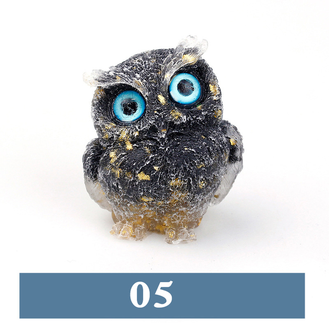 Natural Crystal Stone Gravel Owl Animal Crafts Hand Made Small Figurines DIY Resin Table Decor Home Decor Collect Gifts New