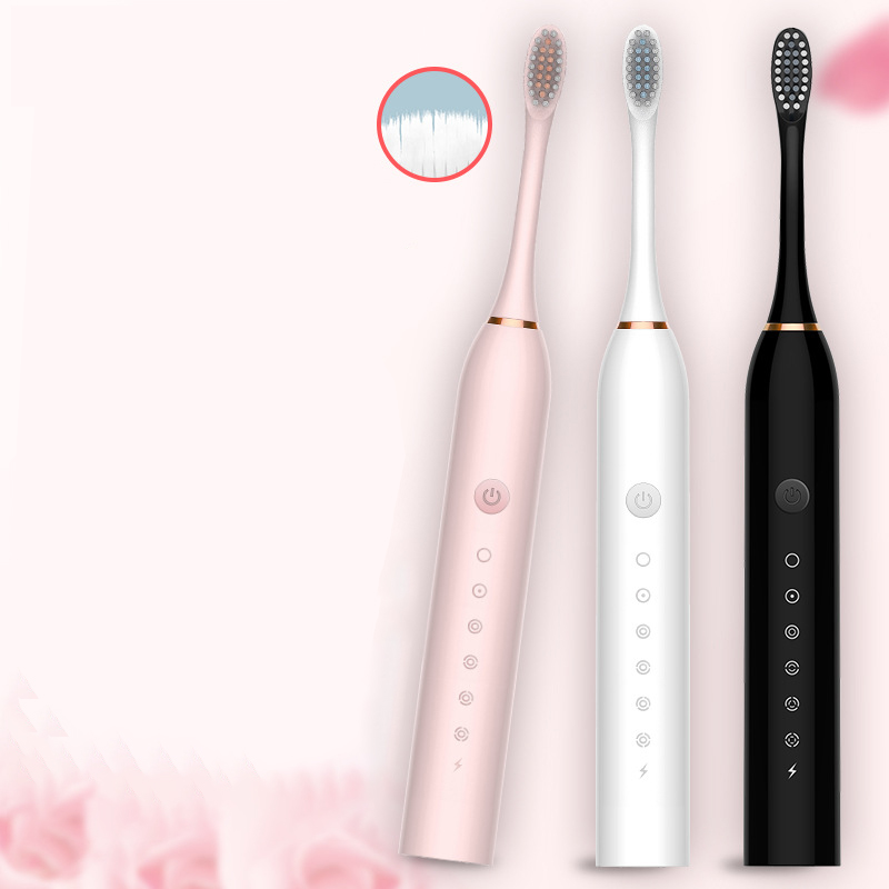 Electric Toothbrush Sonic Brush Head Adult Timer Brush 6 Mode USB Charger Rechargeable Tooth Brushes Replacement Heads Set