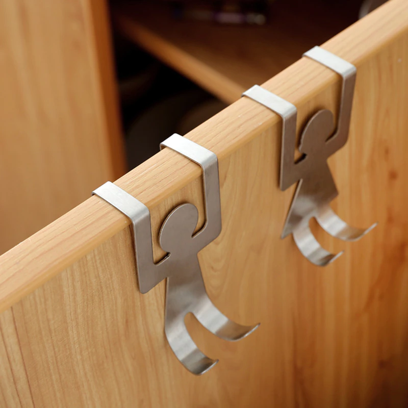 Door Hooks Stainless Steel Lovers Shaped Cartoon Design Hook Kitchen Hanger Clothes Storage Rack Tool kitchen Accessories