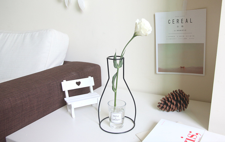 Ins Retro Iron Line Table Flowers Vases Nordic Decoration Home Metal Plant Holder Nordic Styles Flower Vase Decoration Household