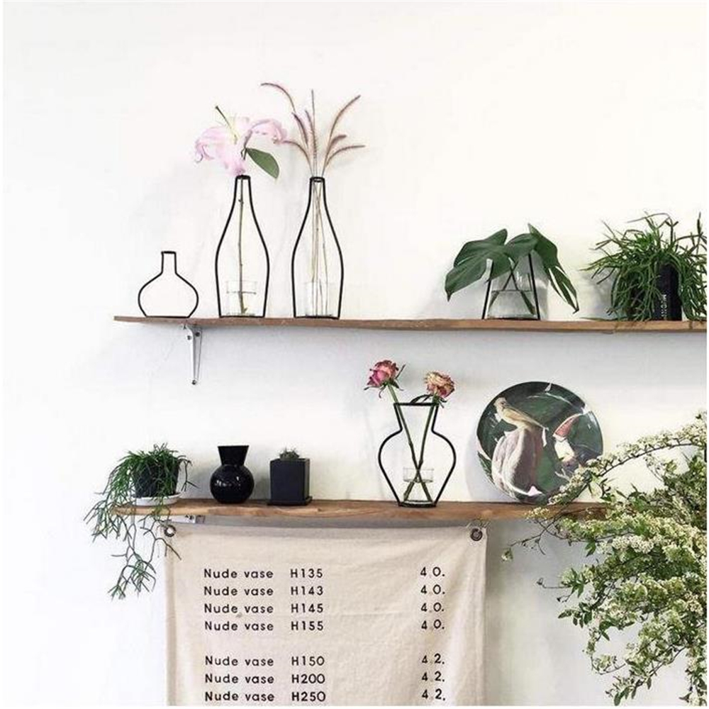 Ins Retro Iron Line Table Flowers Vases Nordic Decoration Home Metal Plant Holder Nordic Styles Flower Vase Decoration Household