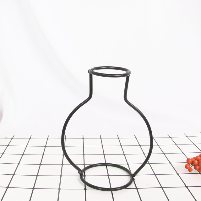 Ins Retro Iron Line Table Flowers Vases Nordic Decoration Home Metal Plant Holder Nordic Styles Flower Vase Decoration Household