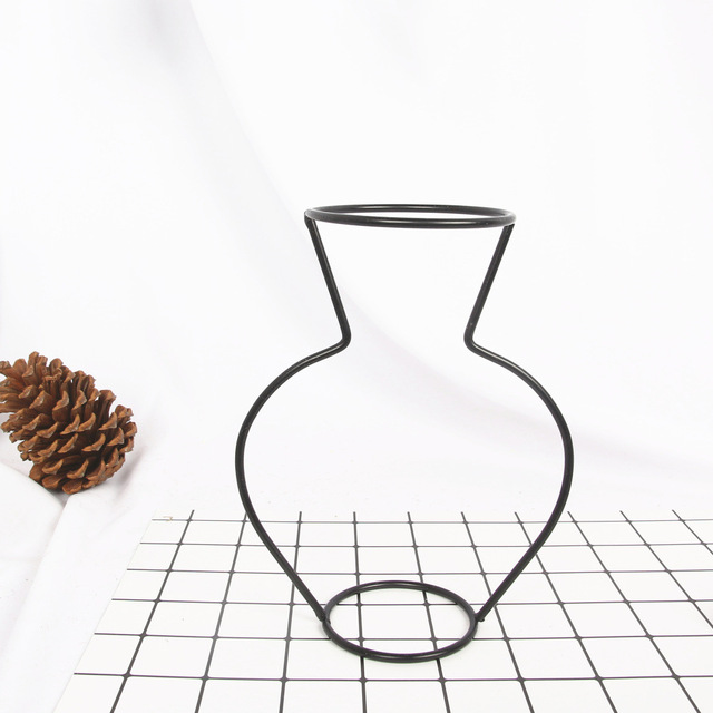 Ins Retro Iron Line Table Flowers Vases Nordic Decoration Home Metal Plant Holder Nordic Styles Flower Vase Decoration Household