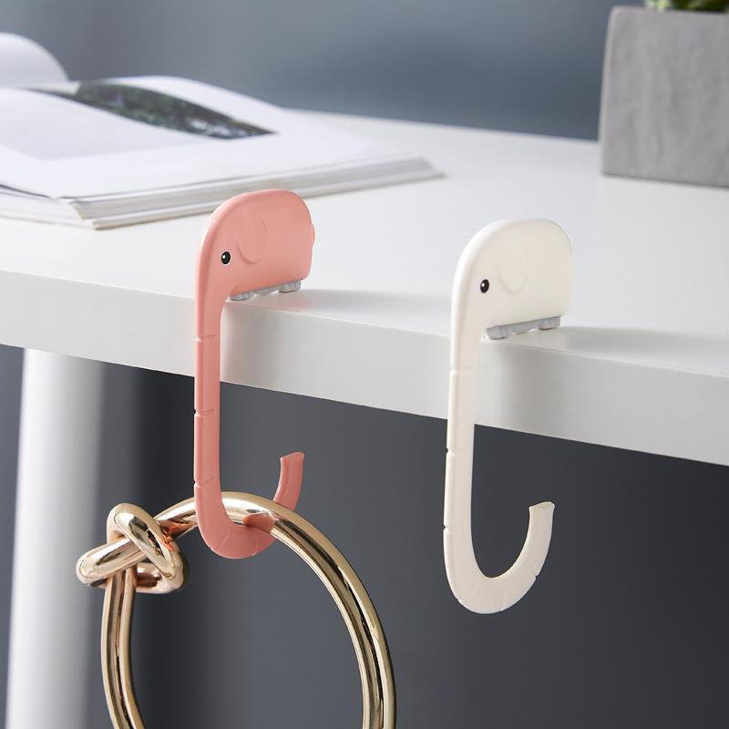 1PC Travel Portable Plastic Bag Cute Elephant Hook for Hanging Decorative Table Purse Bag Hook Wall Hanger Holder Handbag Hanger