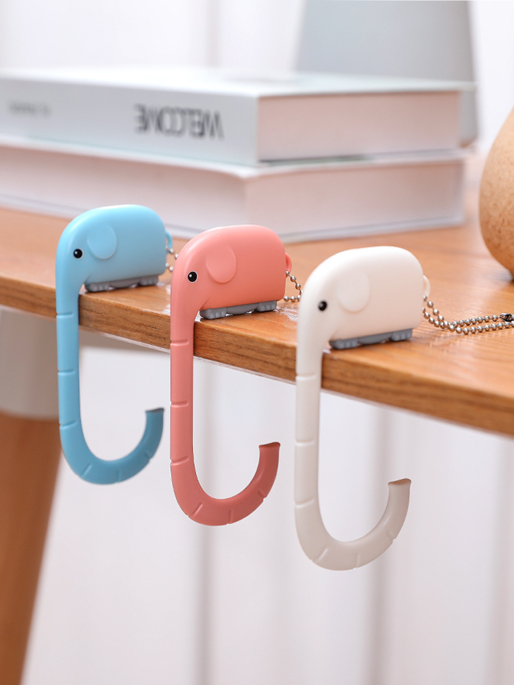 1PC Travel Portable Plastic Bag Cute Elephant Hook for Hanging Decorative Table Purse Bag Hook Wall Hanger Holder Handbag Hanger