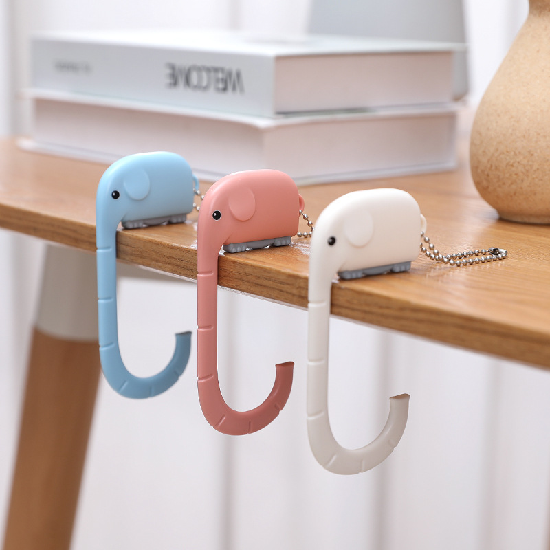 1PC Travel Portable Plastic Bag Cute Elephant Hook for Hanging Decorative Table Purse Bag Hook Wall Hanger Holder Handbag Hanger