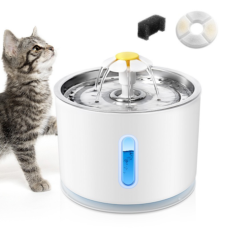 Water Dispensers 2.4L Automatic Cat Water Fountain LED Electric Mute Water Feeder USB Dog Drinker Bowl Pet Drinking Dispenser