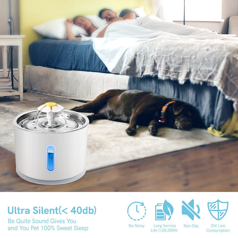 Water Dispensers 2.4L Automatic Cat Water Fountain LED Electric Mute Water Feeder USB Dog Drinker Bowl Pet Drinking Dispenser