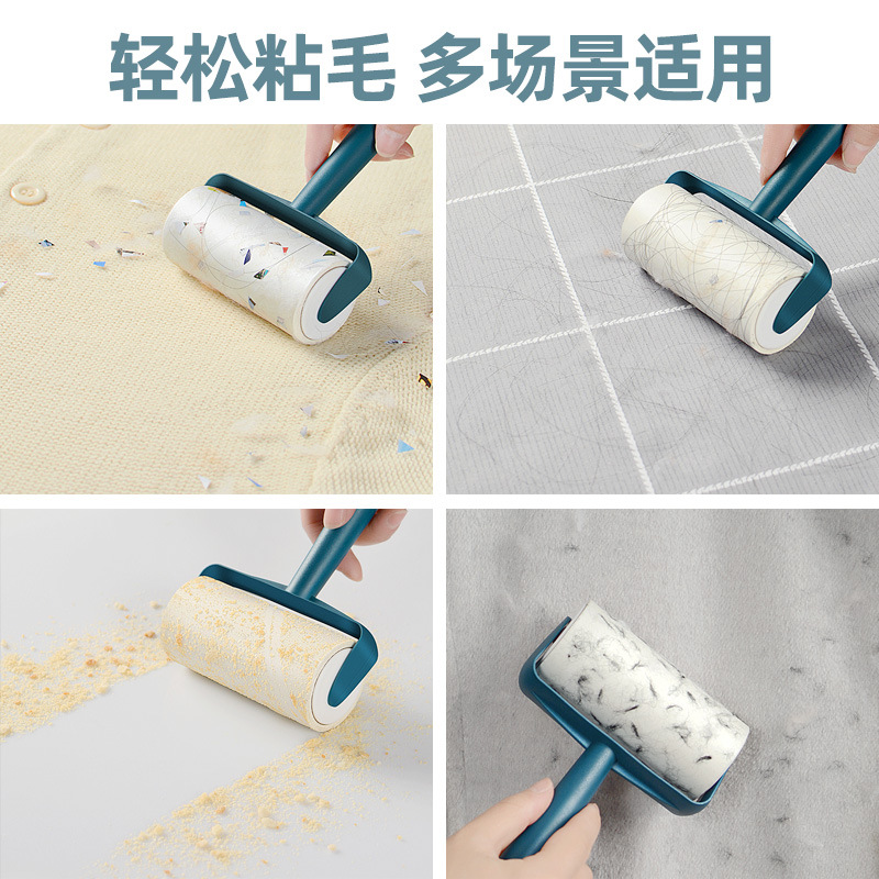 Tearable Roll Paper Sticky Roller Dust Wiper Pet Hair Clothes Carpet Tousle Remover Portable Replaceable Cleaning Brush Tool